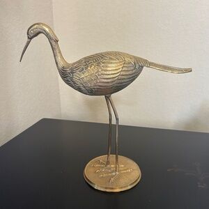 Vintage Brass-Heron Crane.  ( Unpolished)